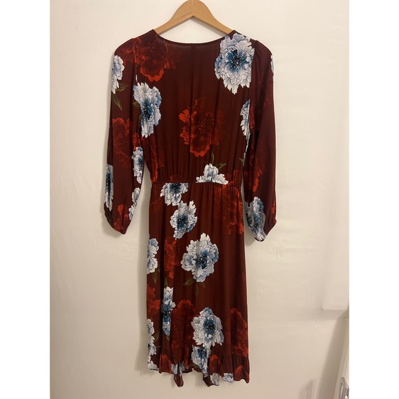 Burgundy and Blue Floral Midi Dress - Picture 3 of 5